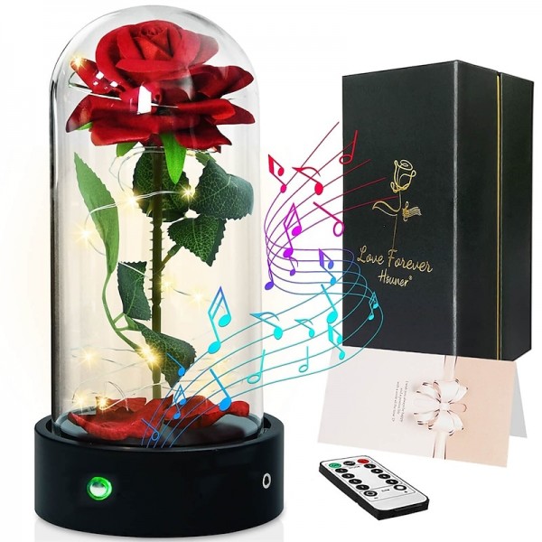 Eternal Galaxy Enchanted Rose Music Box with Remote Control, Forever Flower Perfect Christmas, Mother&#039;s Day, Anniversary, Birthday Gift for Women, Mom, Grandma, Wife