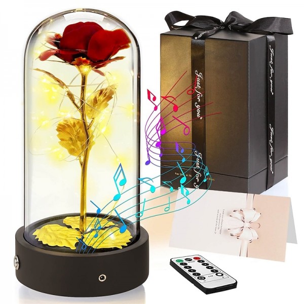 Eternal Galaxy Enchanted Rose Music Box with Remote Control, Forever Flower Perfect Christmas, Mother&#039;s Day, Anniversary, Birthday Gift for Women, Mom, Grandma, Wife