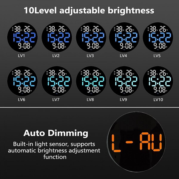 LED Digital Wall Clock Large Screen Silent Temperature Date Day Display Timing Electronic Clock Calendar Mounted Alarm Dining Room Decor with Remote LED Digital Wall Clock Large Screen Silent Temperature Date Day Display Timing Electronic Clock Calendar Mounted Alarm Dining Room Decor with Remote
