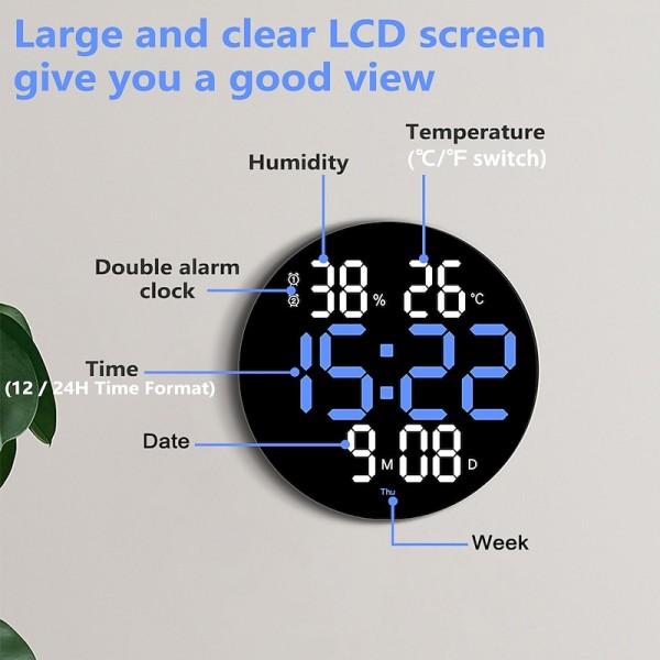 LED Digital Wall Clock Large Screen Silent Temperature Date Day Display Timing Electronic Clock Calendar Mounted Alarm Dining Room Decor with Remote LED Digital Wall Clock Large Screen Silent Temperature Date Day Display Timing Electronic Clock Calendar Mounted Alarm Dining Room Decor with Remote
