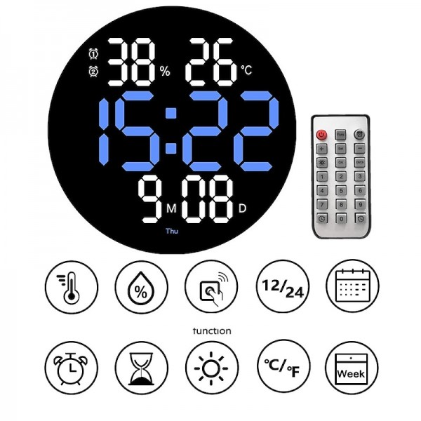 LED Digital Wall Clock Large Screen Silent Temperature Date Day Display Timing Electronic Clock Calendar Mounted Alarm Dining Room Decor with Remote LED Digital Wall Clock Large Screen Silent Temperature Date Day Display Timing Electronic Clock Calendar Mounted Alarm Dining Room Decor with Remote