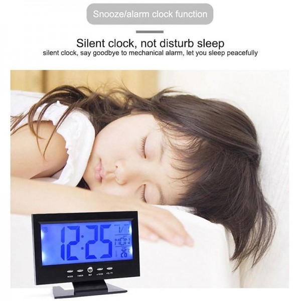 Intelligent Digital Clock Voice Control Snooze Backlight Creative Electronic Clock With Thermometer Weather Station Display Calendar Student Bedside Alarm Clock Wireless Temperature Humidity Meter Intelligent Digital Clock Voice Control Snooze Backlight Creative Electronic Clock With Thermometer Weather Station Display Calendar Student Bedside Alarm Clock Wireless Temperature Humidity Meter