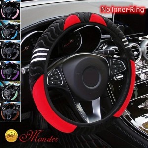 Plush Anti-Slip Car Steering Wheel Cover - Universal 15 Inch Protector for Comfortable Driving - Little Monster Design Accessory Plush Anti-Slip Car Steering Wheel Cover - Universal 15 Inch Protector for Comfortable Driving - Little Monster Design Accessory