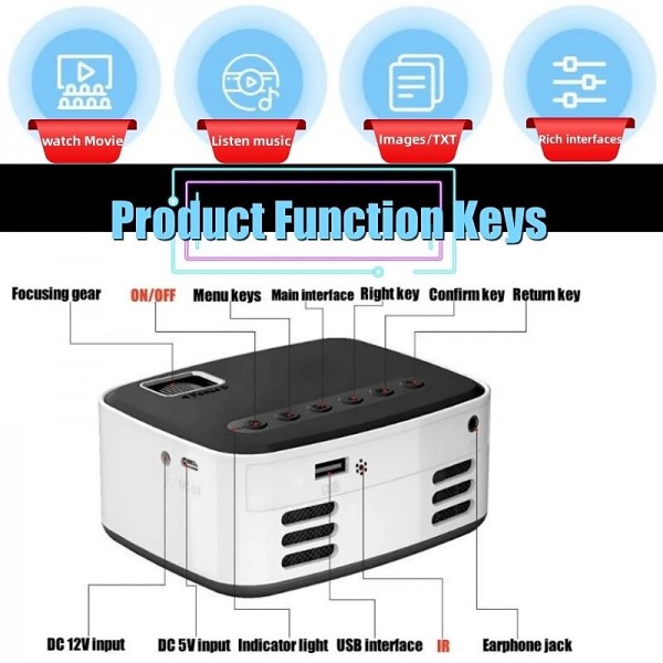 Newest Mini Projector Black White HD 1080P Portable Outdoor Home Theater Projector For Smartphone Tablet Laptop TV Stick Newest Mini Projector Black White HD 1080P Portable Outdoor Home Theater Projector For Smartphone Tablet Laptop TV Stick