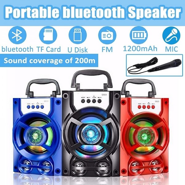 Bluetooth 5.1v Portable PA Speaker With/without Microphone Color Changing LED Light Rechargeable Karaoke Machine Supports TF Card/USB FM , Perfect for Party Bluetooth 5.1v Portable PA Speaker With/without Microphone Color Changing LED Light Rechargeable Karaoke Machine Supports TF Card/USB FM , Perfect for Party