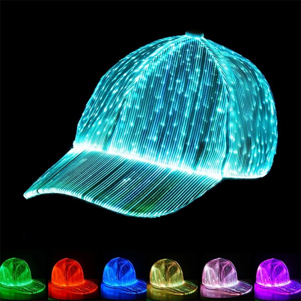 Fiber Optic Cap LED Hat with 7 Colors Luminous Glowing EDC Baseball Hats USB Charging Light up caps Event Party LED Christmas Cap for Event Holiday Fiber Optic Cap LED Hat with 7 Colors Luminous Glowing EDC Baseball Hats USB Charging Light up caps Event Party LED Christmas Cap for Event Holiday