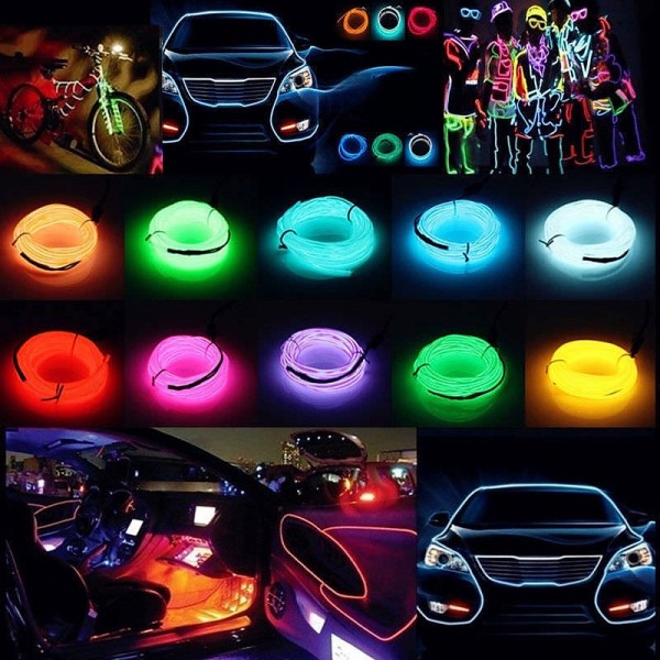 1M/2M/3M/5M LED EL Wire Stage Lights Glow Light Strip Flexible Neon for Party Christmas 1M/2M/3M/5M LED EL Wire Stage Lights Glow Light Strip Flexible Neon for Party Christmas
