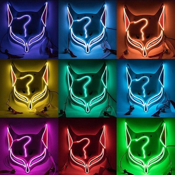 Holloween Mask Led Fox Mask Plastic Led Light Up Masks Cosplay Mask Headwear Halloween Mask Party Holloween Mask Led Fox Mask Plastic Led Light Up Masks Cosplay Mask Headwear Halloween Mask Party