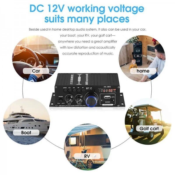 High Quality 1 Set 800W 2 Channel BT Mini HIFI Power Amplifier Audio Stereo Amp Home Car FM High Quality 1 Set 800W 2 Channel BT Mini HIFI Power Amplifier Audio Stereo Amp Home Car FM