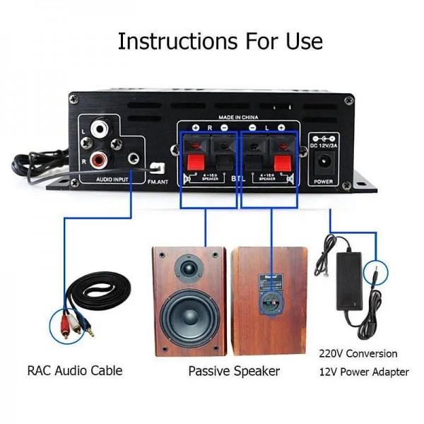 High Quality 1 Set 800W 2 Channel BT Mini HIFI Power Amplifier Audio Stereo Amp Home Car FM High Quality 1 Set 800W 2 Channel BT Mini HIFI Power Amplifier Audio Stereo Amp Home Car FM