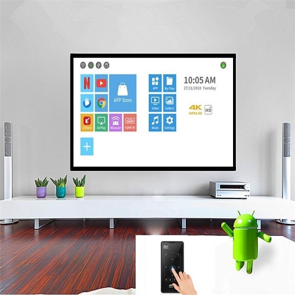 MK95 DLP Mini Projector Smart TV Android 9.0 7000 Lumens 2+16G 5G WiFi BT4.2 4K 1080P Full HD Movie Proyector Compatible with iOS and Android HDMI USB TF MK95 DLP Mini Projector Smart TV Android 9.0 7000 Lumens 2+16G 5G WiFi BT4.2 4K 1080P Full HD Movie Proyector Compatible with iOS and Android HDMI USB TF