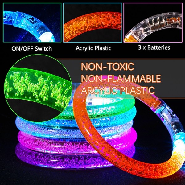 10/ Pcs LED Light Up Bracelets Neon Glowing Bangle Luminous Wristbands Glow in The Dark Party Supplies for Kids Adults 10/ Pcs LED Light Up Bracelets Neon Glowing Bangle Luminous Wristbands Glow in The Dark Party Supplies for Kids Adults