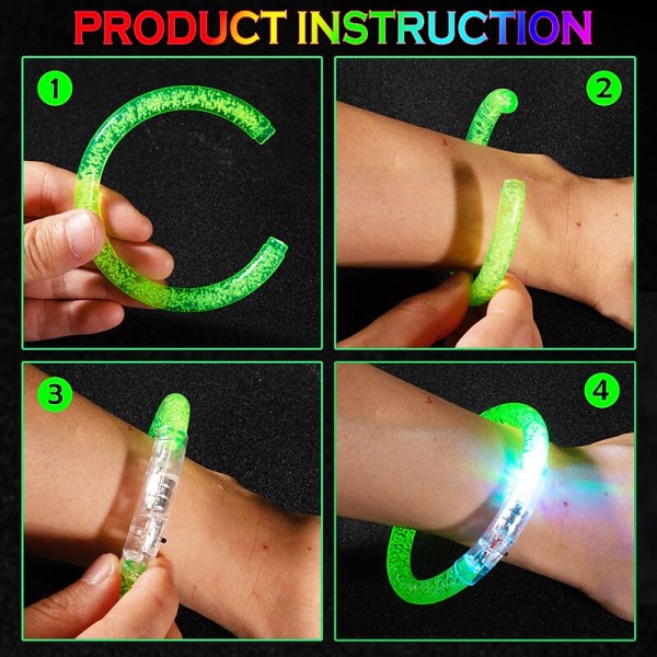 10/ Pcs LED Light Up Bracelets Neon Glowing Bangle Luminous Wristbands Glow in The Dark Party Supplies for Kids Adults 10/ Pcs LED Light Up Bracelets Neon Glowing Bangle Luminous Wristbands Glow in The Dark Party Supplies for Kids Adults