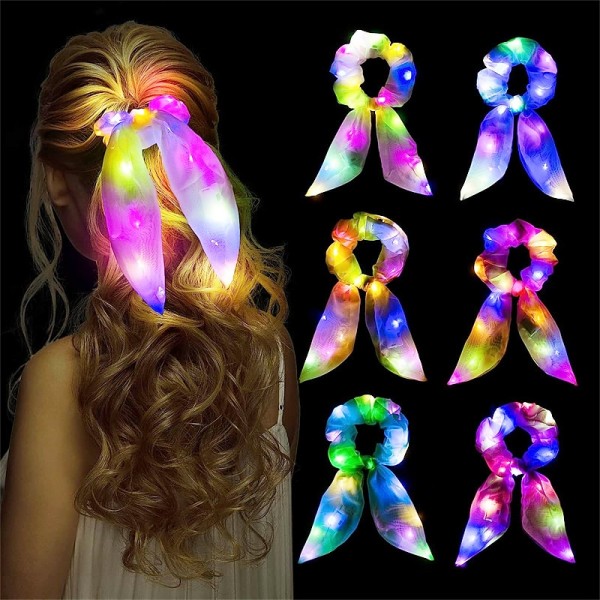 5PCS Light Up Hair Bows Scrunchies LED Luminous Rabbit Bunny Ear Scrunchie Ponytail Holders Glow In The Dark Neon Party Supplies 5PCS Light Up Hair Bows Scrunchies LED Luminous Rabbit Bunny Ear Scrunchie Ponytail Holders Glow In The Dark Neon Party Supplies