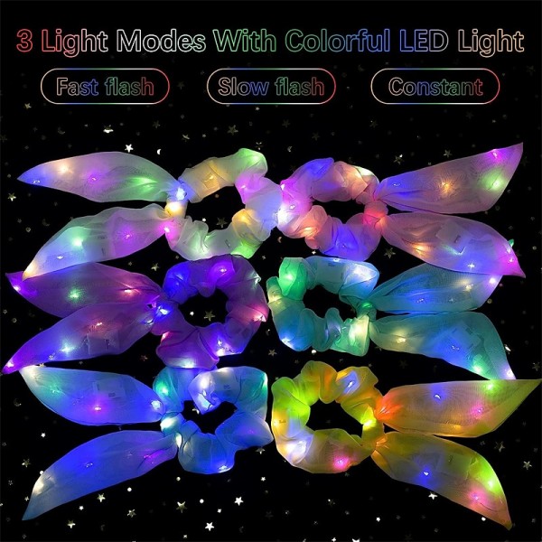 5PCS Light Up Hair Bows Scrunchies LED Luminous Rabbit Bunny Ear Scrunchie Ponytail Holders Glow In The Dark Neon Party Supplies 5PCS Light Up Hair Bows Scrunchies LED Luminous Rabbit Bunny Ear Scrunchie Ponytail Holders Glow In The Dark Neon Party Supplies