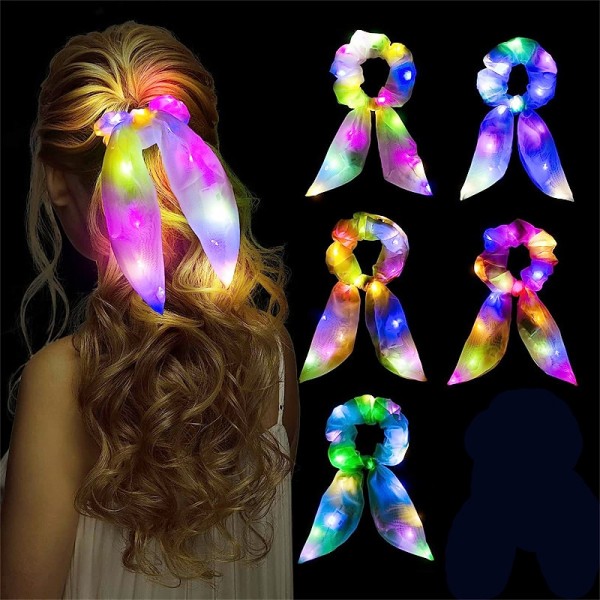 5PCS Light Up Hair Bows Scrunchies LED Luminous Rabbit Bunny Ear Scrunchie Ponytail Holders Glow In The Dark Neon Party Supplies 5PCS Light Up Hair Bows Scrunchies LED Luminous Rabbit Bunny Ear Scrunchie Ponytail Holders Glow In The Dark Neon Party Supplies