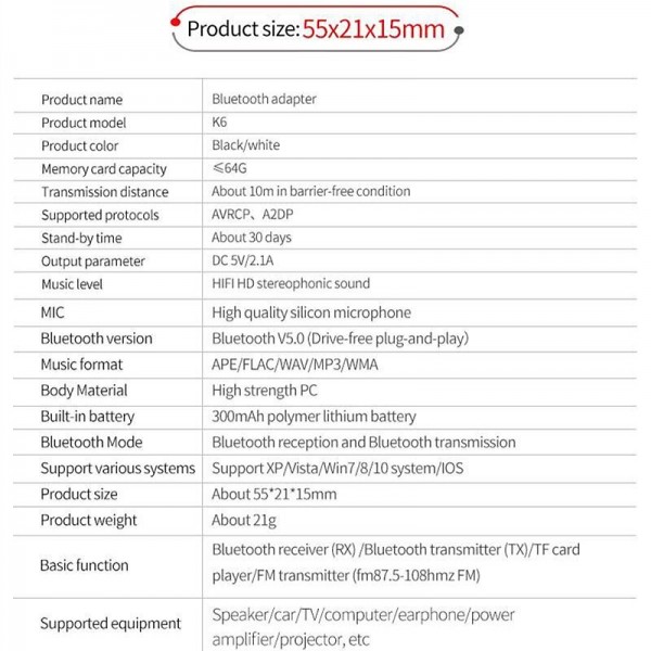9 IN 1 bluetooth 5.0 Audio Transmitter Receiver Stereo Music Wireless Adapter 3.5mm AUX Jack FM Transmitter for Car TV MP3 PC 9 IN 1 bluetooth 5.0 Audio Transmitter Receiver Stereo Music Wireless Adapter 3.5mm AUX Jack FM Transmitter for Car TV MP3 PC
