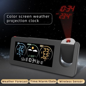 Electronic Projection Clock Perpetual Calendar Weather Station Weather Forecast Temperature And humidity Color Screen Digital alarm Clock