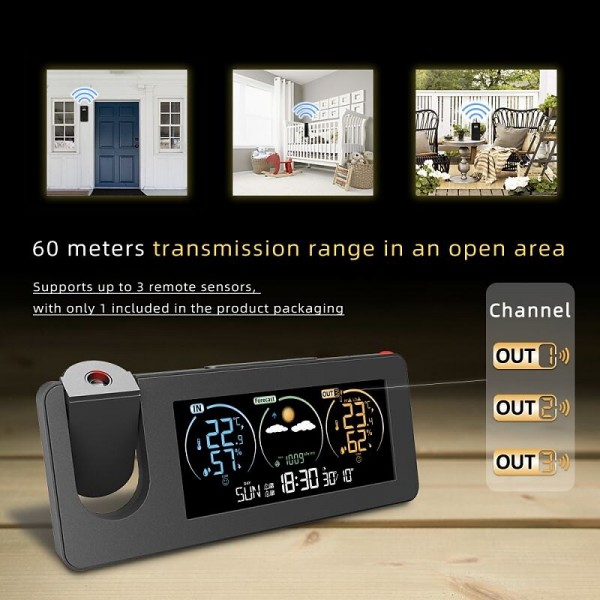 Electronic Projection Clock Perpetual Calendar Weather Station Weather Forecast Temperature And humidity Color Screen Digital alarm Clock Electronic Projection Clock Perpetual Calendar Weather Station Weather Forecast Temperature And humidity Color Screen Digital alarm Clock