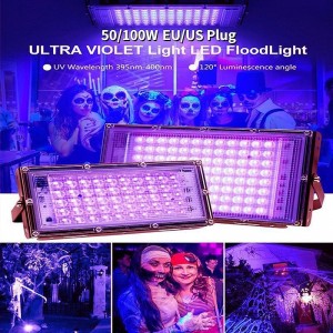 50W 100W LED UV Black Lights Stage Blacklight Ultraviolet Flood Effect Light for Halloween Xmas Dance DJ Disco Party Bar