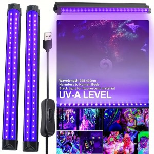 LED Black Light Bar USB Portable LED Tube Blacklight With ON/Off Switch For Halloween Glow Party Poster UV Art Neon Body Paint Stage Lighting Bedroom And Fun Atmosphere