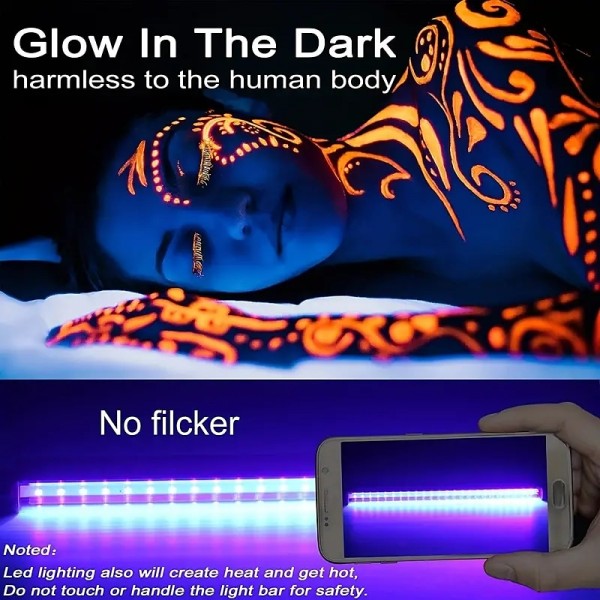 LED Black Light Bar USB Portable LED Tube Blacklight With ON/Off Switch For Halloween Glow Party Poster UV Art Neon Body Paint Stage Lighting Bedroom And Fun Atmosphere LED Black Light Bar USB Portable LED Tube Blacklight With ON/Off Switch For Halloween Glow Party Poster UV Art Neon Body Paint Stage Lighting Bedroom And Fun Atmosphere