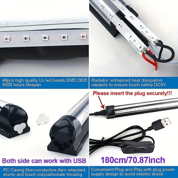 LED Black Light Bar USB Portable LED Tube Blacklight With ON/Off Switch For Halloween Glow Party Poster UV Art Neon Body Paint Stage Lighting Bedroom And Fun Atmosphere LED Black Light Bar USB Portable LED Tube Blacklight With ON/Off Switch For Halloween Glow Party Poster UV Art Neon Body Paint Stage Lighting Bedroom And Fun Atmosphere