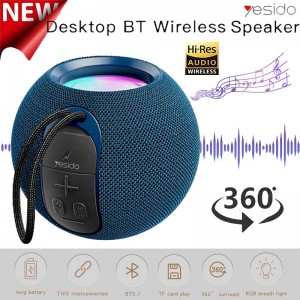 360° Surround Sound Desktop Bluetooth 5.1 Wireless Speaker HiFi Supper Bass TWS Portable Soundbar RGB Light Support TF Card