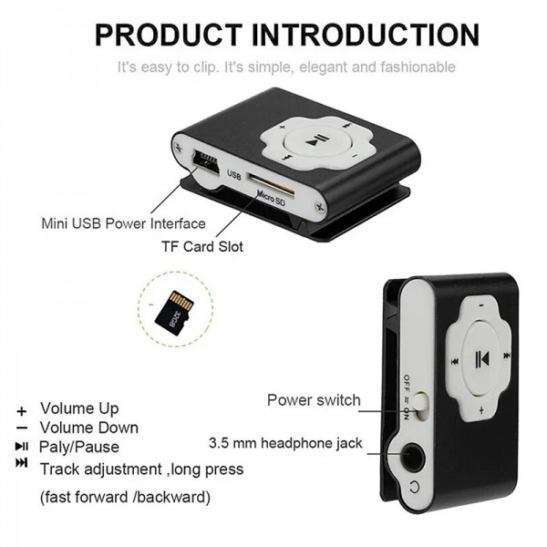 Mini MP3 Player Music Media Mini Clip Support TF Card Stylish Design Fashionable Portable Mini USB MP3 Player Mini MP3 Player Music Media Mini Clip Support TF Card Stylish Design Fashionable Portable Mini USB MP3 Player