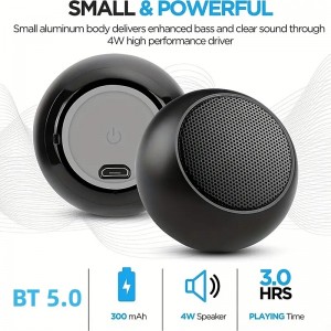 Mini Portable BT 5.0 Speaker  360 HD Surround Sound &amp; Enhanced Stereo Bass  Small &amp; Loud Wireless Speaker  TWS Pairing  Metal Casing