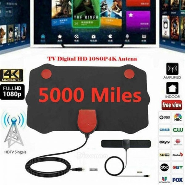 5000 Miles Range HDTV Antenna 4K HD Indoor Digital TV Aerial Signal Amplifier 5000 Miles Range HDTV Antenna 4K HD Indoor Digital TV Aerial Signal Amplifier