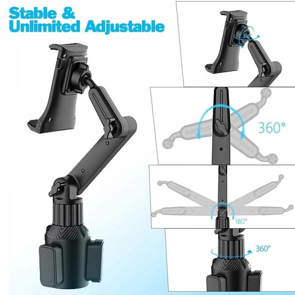 Car Cup Holder Tablet Phone Mount With Heavy Duty Cupholder Base Adjustable Tablet Phone Holder For Car/Truck Compatible With 4-13inch Tablets All Cellphones Car Cup Holder Tablet Phone Mount With Heavy Duty Cupholder Base Adjustable Tablet Phone Holder For Car/Truck Compatible With 4-13inch Tablets All Cellphones