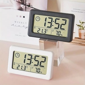 LCD Digital Clock Mute Desktop Clock Temperature Sensor Battery Powered LED Electronic Alarm Clocks Bedroom Indoor Wall Clocks