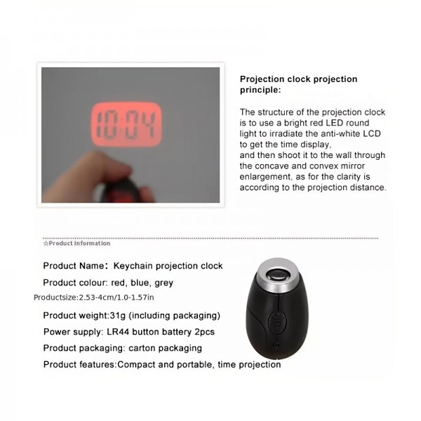 Creative Projection Electronic Clock LED Digital Clock Mini Portable Projection Clock Flashlight Keychain Projection Watch Creative Projection Electronic Clock LED Digital Clock Mini Portable Projection Clock Flashlight Keychain Projection Watch