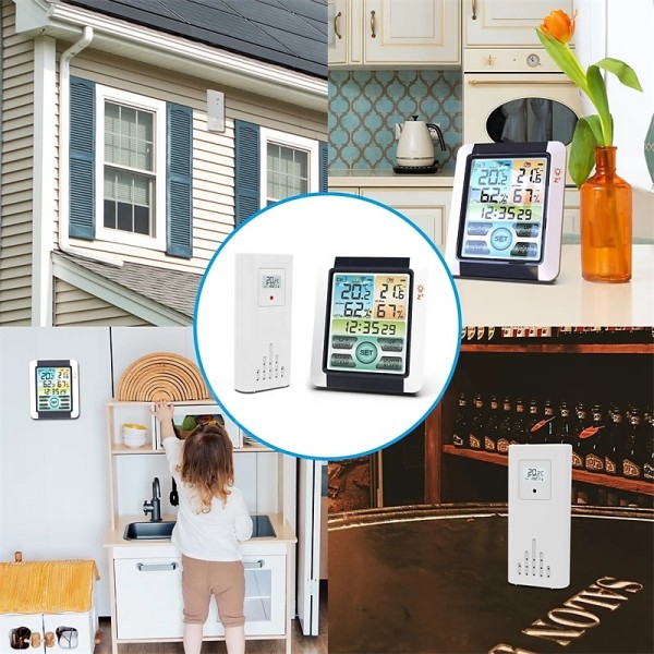 Indoor Outdoor Thermometer Wireless Digital Hygrometer Thermostat Temperature & Humidity Monitor with Touchscreen LCD Backlight Indoor Outdoor Thermometer Wireless Digital Hygrometer Thermostat Temperature & Humidity Monitor with Touchscreen LCD Backlight