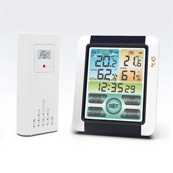 Indoor Outdoor Thermometer Wireless Digital Hygrometer Thermostat Temperature & Humidity Monitor with Touchscreen LCD Backlight Indoor Outdoor Thermometer Wireless Digital Hygrometer Thermostat Temperature & Humidity Monitor with Touchscreen LCD Backlight