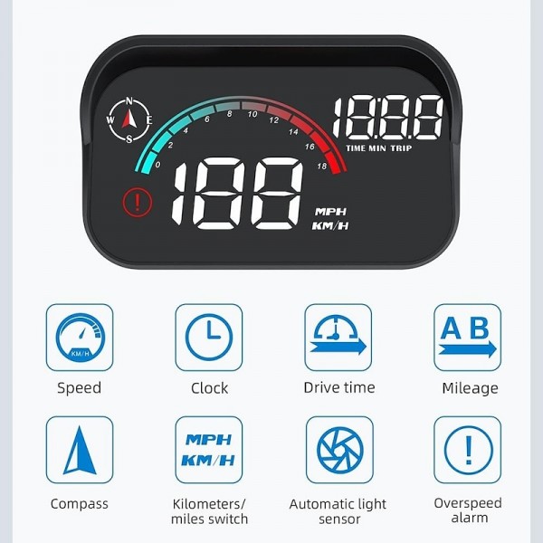 Majesun Accurate M22 Real-time Driving Information with Car Electronics Digital Speedometer Universal GPS Overspeed Alert Suitable for All Vehicles