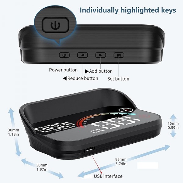 Majesun Accurate M22 Real-time Driving Information with Car Electronics Digital Speedometer Universal GPS Overspeed Alert Suitable for All Vehicles