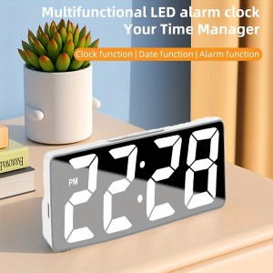 Latest Digital Clock LED Alarm Clock For Bedroom Electronic Desktop Clock With Temperature Display Adjustable Brightness 12/24 Hours Hour Clock For Bedroom