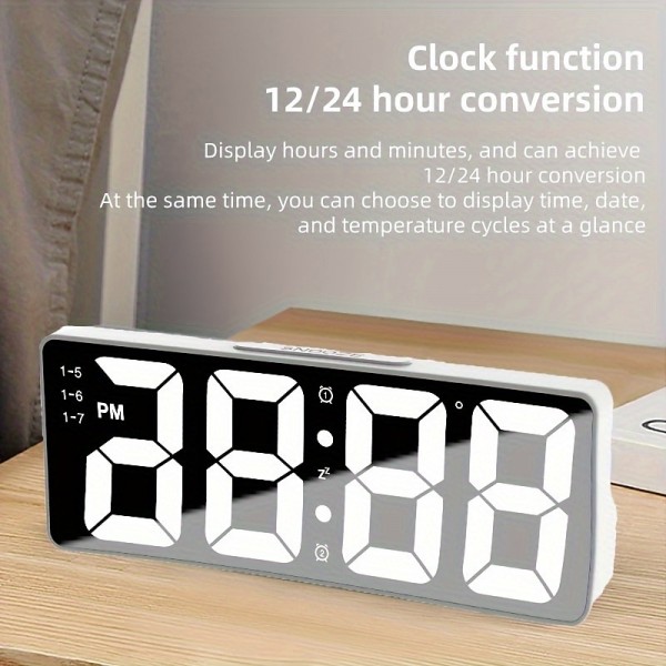 Latest Digital Clock LED Alarm Clock For Bedroom Electronic Desktop Clock With Temperature Display Adjustable Brightness 12/24 Hours Hour Clock For Bedroom Latest Digital Clock LED Alarm Clock For Bedroom Electronic Desktop Clock With Temperature Display Adjustable Brightness 12/24 Hours Hour Clock For Bedroom
